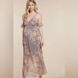 Jessica Simpson maternity. Floral Gray Maxi Dress.